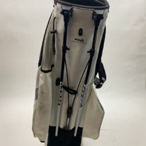 Ping Hoofer Golf Cart/Carry Stand Bag 5-Way Divided White W/ Straps & Rainhood
