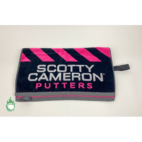 Brand New Scotty Cameron Studio Designs Golf Towel Caution Stripe Pink/Black