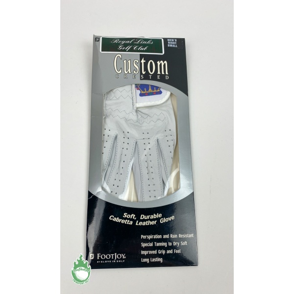 New FootJoy Custom Crested Men's Right Small White Cabretta Leather Golf Glove 