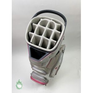 Used Sun Mountain Cart/Carry White & Pink Golf Bag 14-Way Dividers Ships Free