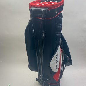 Used Titleist Golf Cart/Carry Stand Bag 14-Way Divided Red/Black With Rainhood