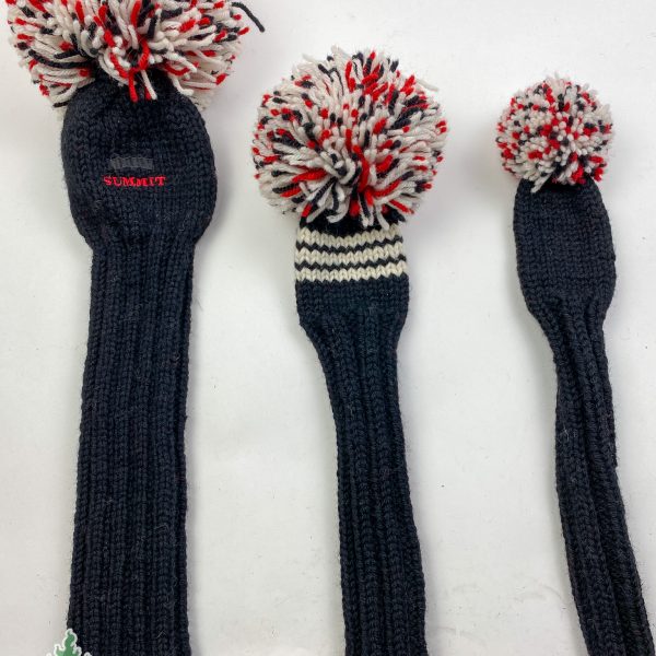 Jan Craig Summit Black Hand Knit Pom Pom Headcover Set Driver