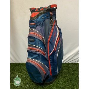 Used Datrek Golf Club Cart/Carry Bag 14-Way Divided 7 Pockets Blue,Red,White