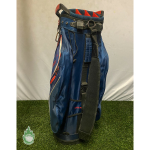 Used Datrek Golf Club Cart/Carry Bag 14-Way Divided 7 Pockets Blue,Red,White