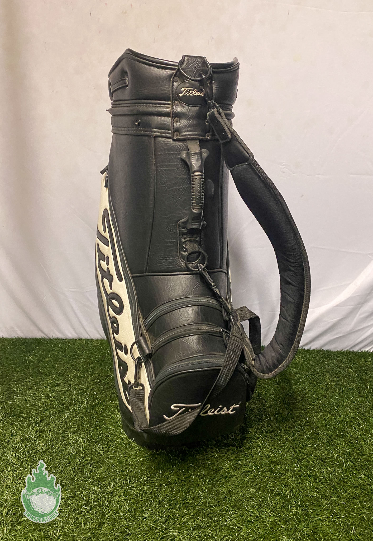 Vintage Titleist Staff Golf Bag Black/White 6-Way - Rainhood Included ...