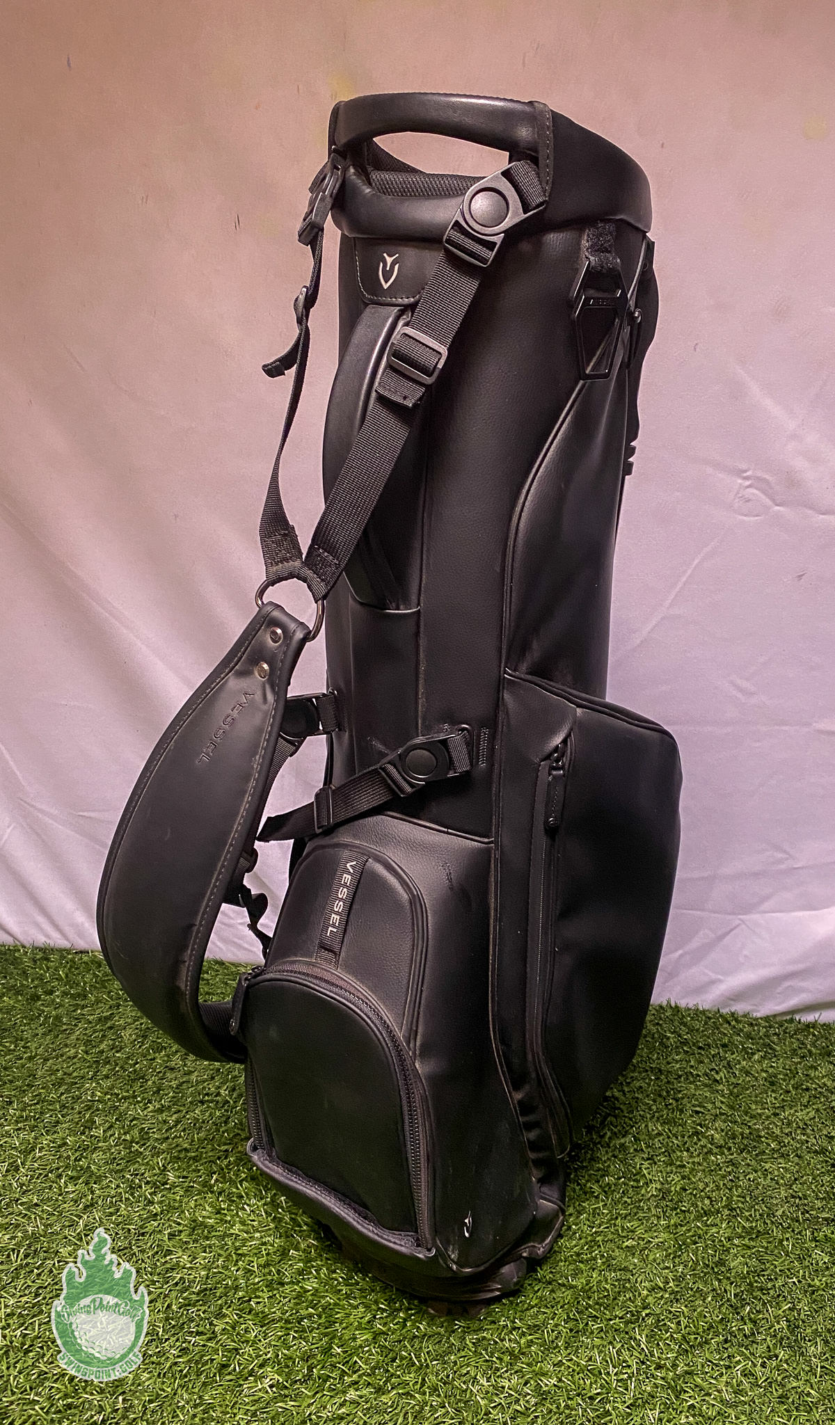 Used Black Vessel VLX Golf Cart/Carry/Stand Bag w/ Single & Dual Straps ...