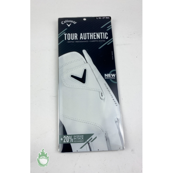 New Callaway Tour Authentic Men's Left Cabretta Leather Large White Golf Glove