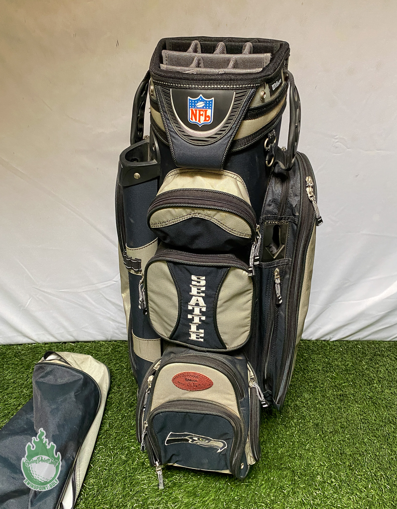 Wilson NFL Seattle Seahawks Football Golf Cart/Carry Bag 14-Way Headcovers  · SwingPoint Golf®