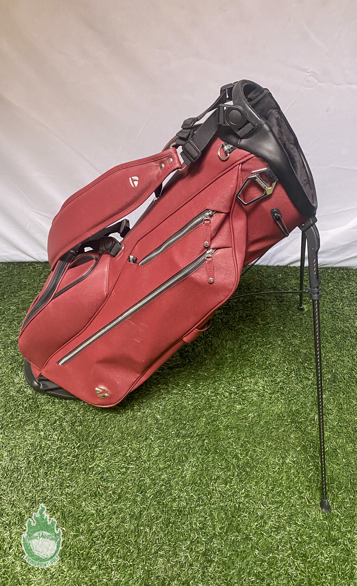 Burgundy TaylorMade Vessel Golf Cart/Carry/Stand Bag 4-Way with ...