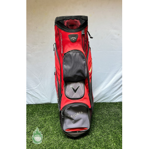 Used Callaway CHEV ORG 14 Way Golf Cart Carry Bag Red/Grey Embroidered Cascata