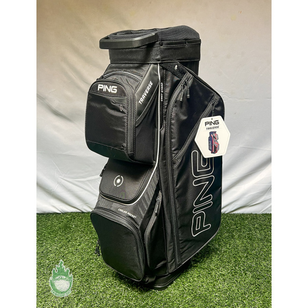 New Ping Golf Traverse Staff Bag 14-Way Divided Black Rainhood Included