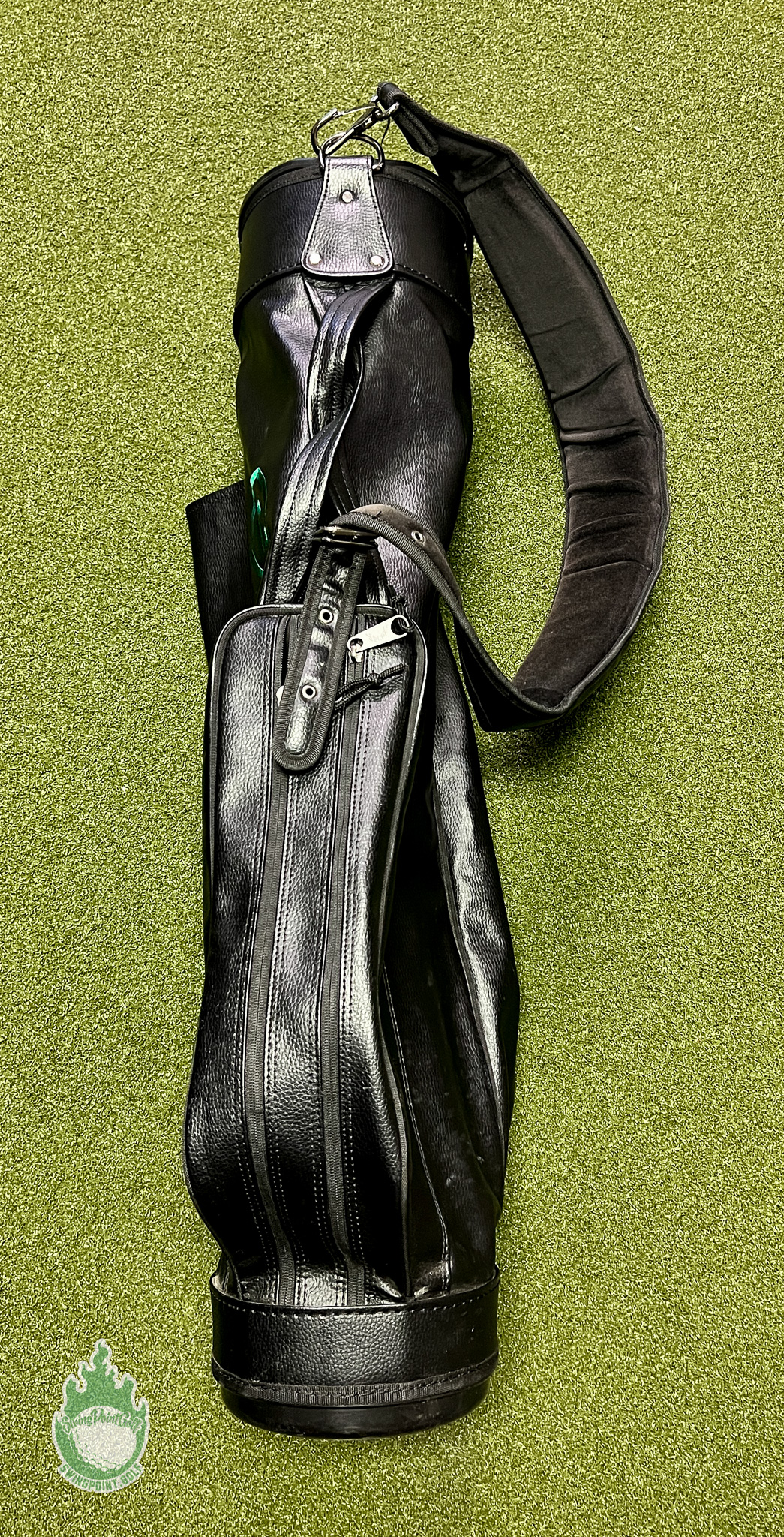 VINTAGE SPALDING PRO CART GOLF BAG BLACK 3 WAY DIVIDER 5 ZIP POCKETS ⛳EUC⛳