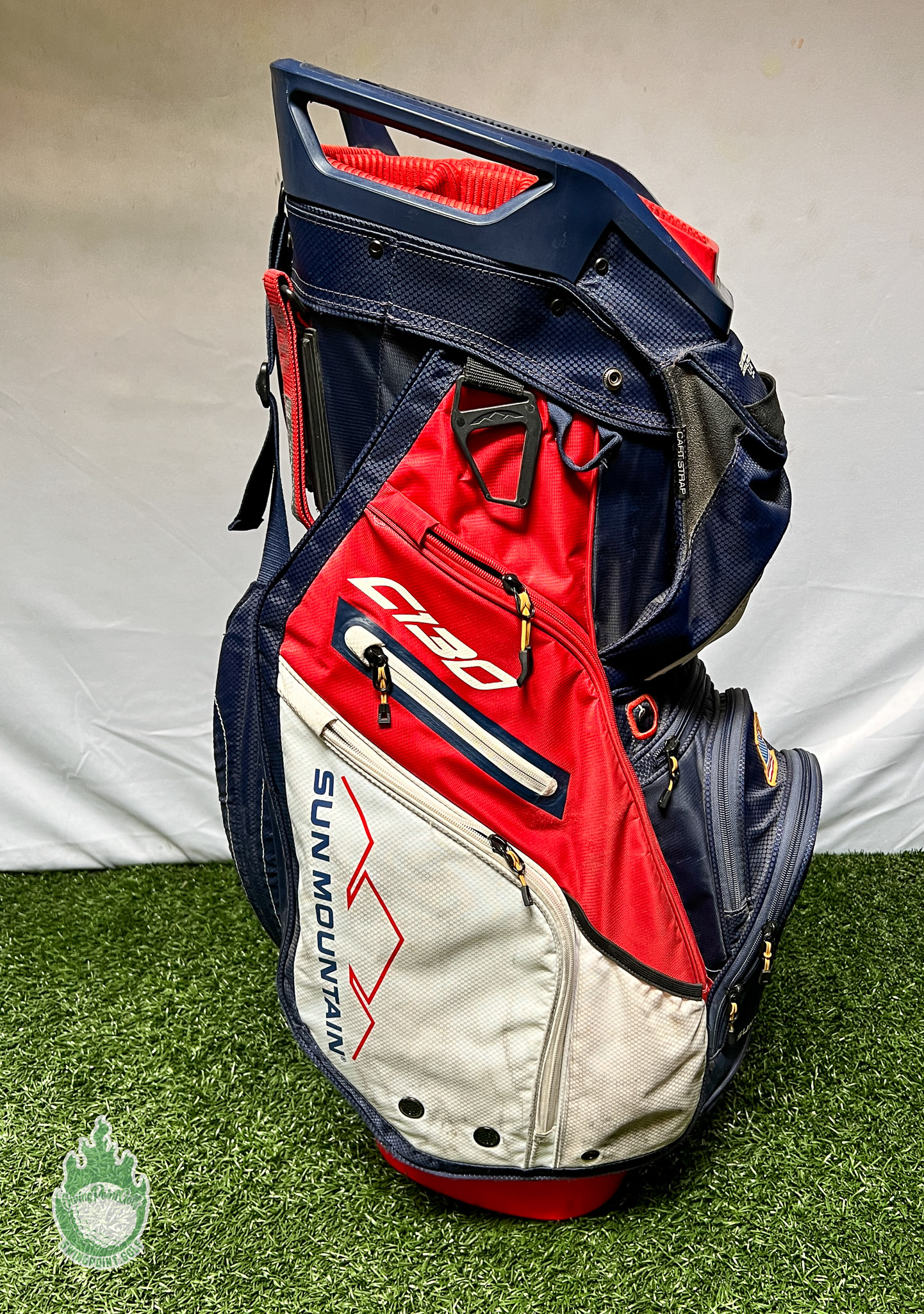 Used Sun Mountain C-130 Cart/Cary USA Flag Golf Bag 14-Way Ships Free ...