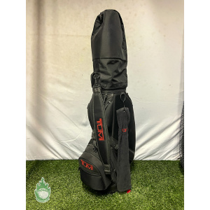 Used TUMI 5-Way Golf Cart/Carry Bag W/ Strap & Rainhood & Towel *F* Black