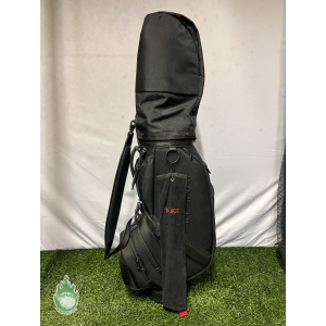 Used TUMI 5-Way Golf Cart/Carry Bag W/ Strap & Rainhood & Towel *F* Black