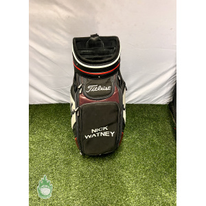 Used Titleist 6-Way Staff Golf Bag Black Nick Watney Tour Pro Embroidered