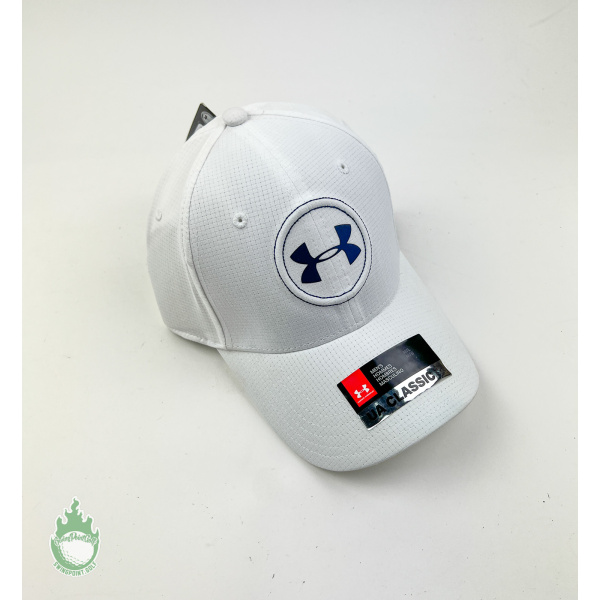 w/ Armour Men's M/L Fitted Golf Hat White UPF 30 Breathable · SwingPoint