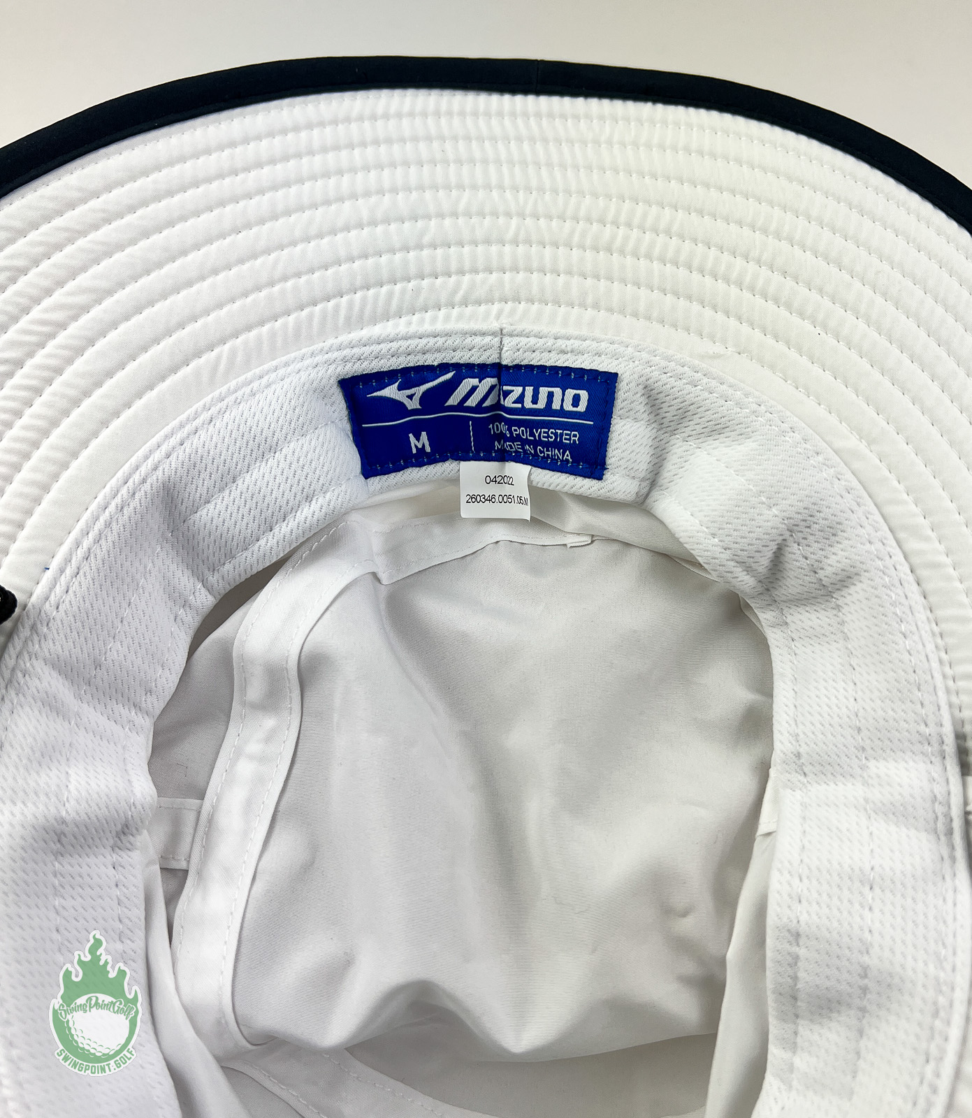 New w Tags Mizuno Golf Tour Large Brim Sun Bucket Hat SZ Medium White Navy  · SwingPoint Golf®