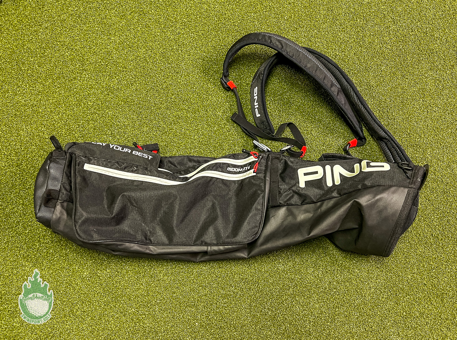 Pre Owned Ping Moonlite Black 4-way Carry Sunday Golf Bag With