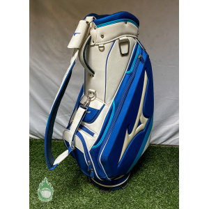 Gently Used Mizuno Golf Blue/White 5-way Staff Bag w/ Strap And Rainhood