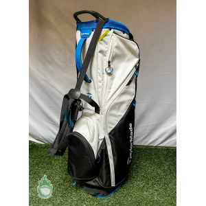 Used Taylormade Flex Tech Lite Cart Carry Stand 4-way Golf Bag White/Black/Blue