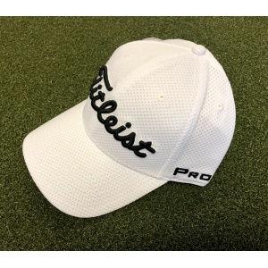 2019 Titleist Tour Performance Fitted Mesh Hat M/L Golf White w/ Black Lettering