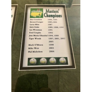 2005 Masters' Flag Tiger Woods Winning Year Signed w/ 21 Signatures Framed