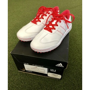 Brand New Adidas JR adicross V Junior's Spikeless Golf Shoe Size 3M White/Pink