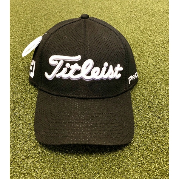 2019 Titleist Tour Performance Fitted Mesh Hat M/L Golf Black w White Lettering